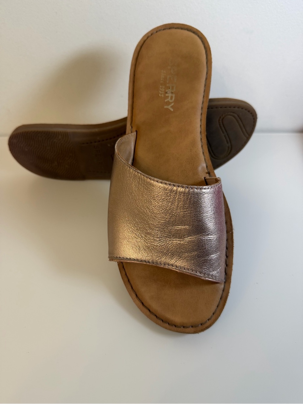 Sperry Metallic Rose Slide Sandals Size 8